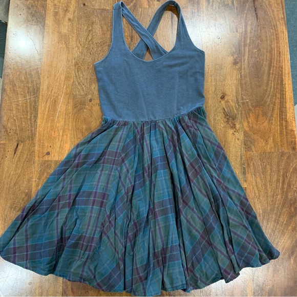Free People Dresses & Skirts - Free people Grey and Blue Plaid mini dress L